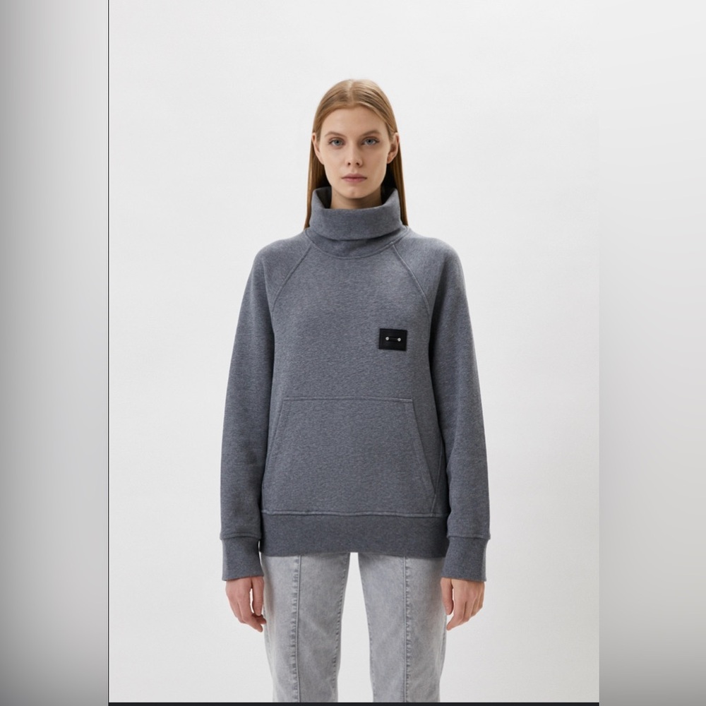 NWOT Neil Barrett Piercing Gray funnel neck sweatshirt with Patch made i…